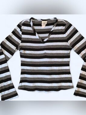 725 originals Y2K black grey & blue soft striped long sleeve top
